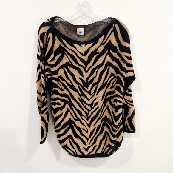 CAbi Dani Pullover Brown Black Zebra stripe ❤️ - Picture 2 of 7